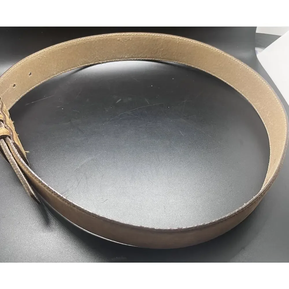 VTG Lands' End Genuine Leather Suede Belt Women's Size 37 USA 398 Tan